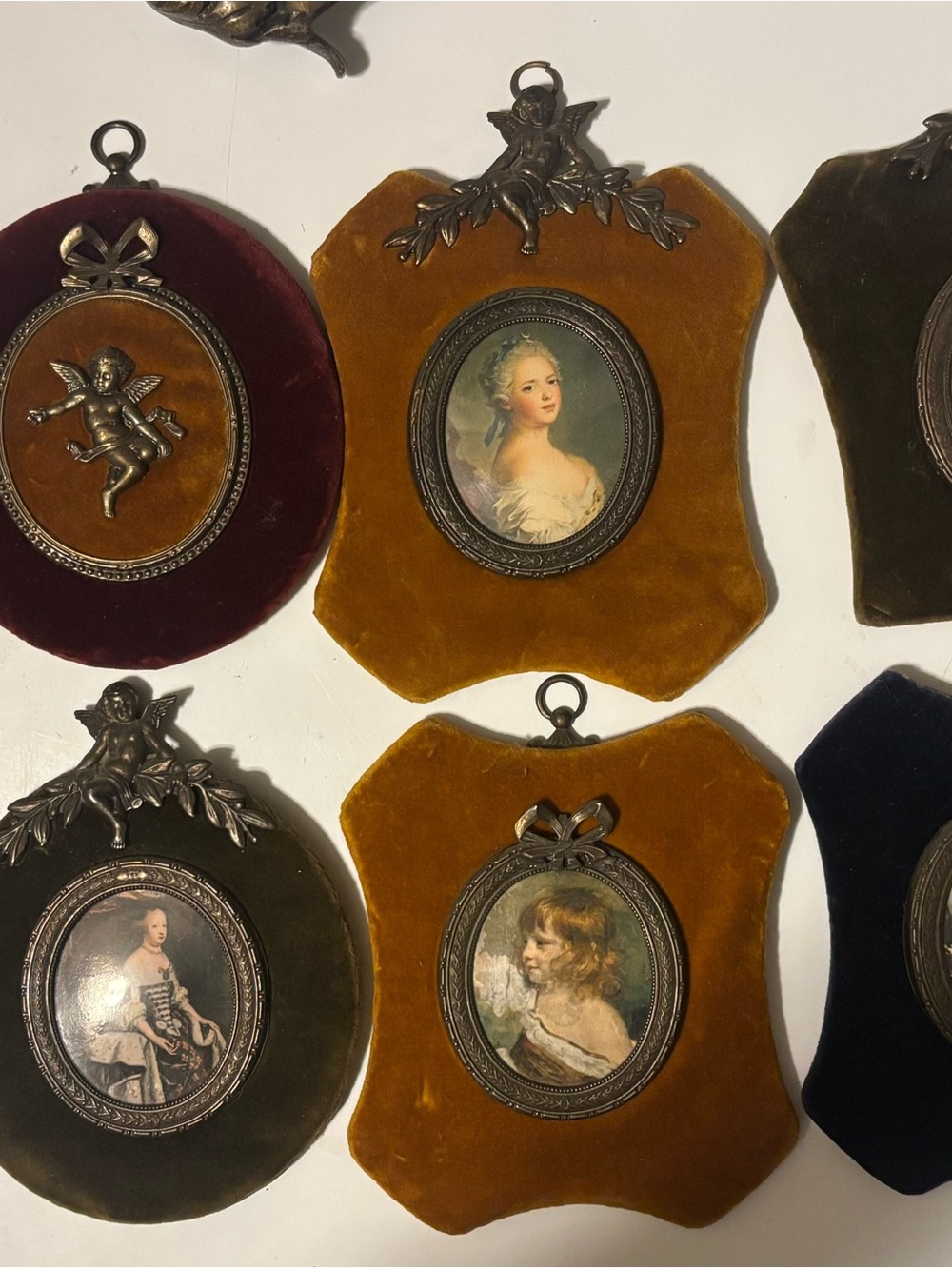 Vintage Velvet Wall Portrait Frame Set From Holland